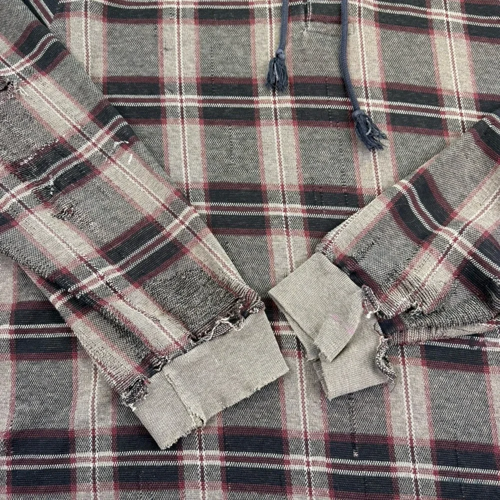 POLO by RALPH LAUREN VTG Check Plaid Gray Hoodie Sweatshirt Size XL‎ Thrashed